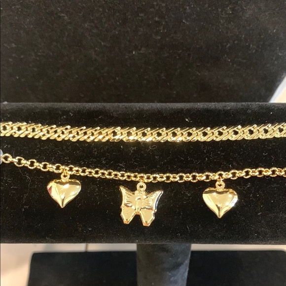 Gold Charm Bracelet with Butterfly and Heart - Picture 7 of 8